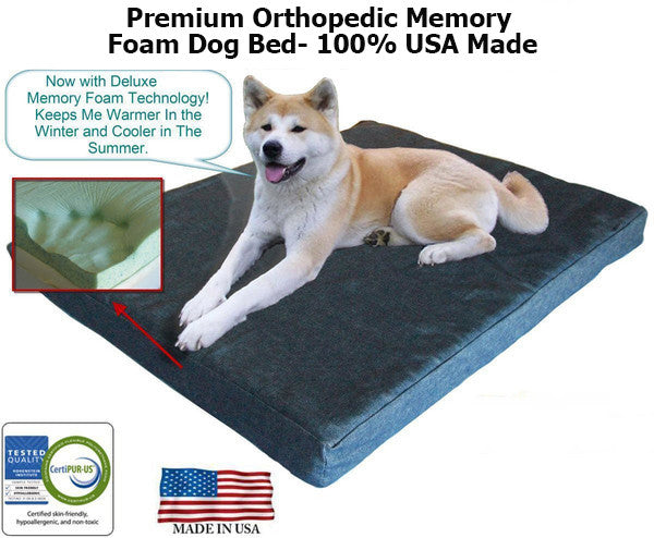 Pet Dog Bed Gel Infused High Density Memory Foam Pad (34x26x3 inches)